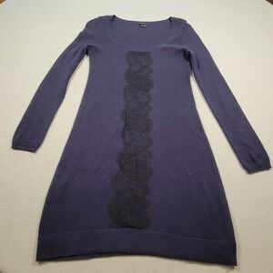 Theory Cashmere Cotton Knit Sweater Dress‎ Women's Petite Long Sleeve Lace Front